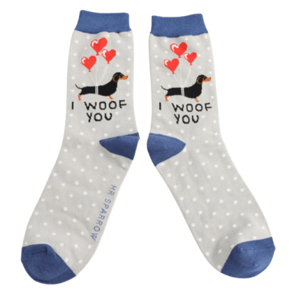 Mr Sparrow I Woof You Socks Silver - Give And Glow