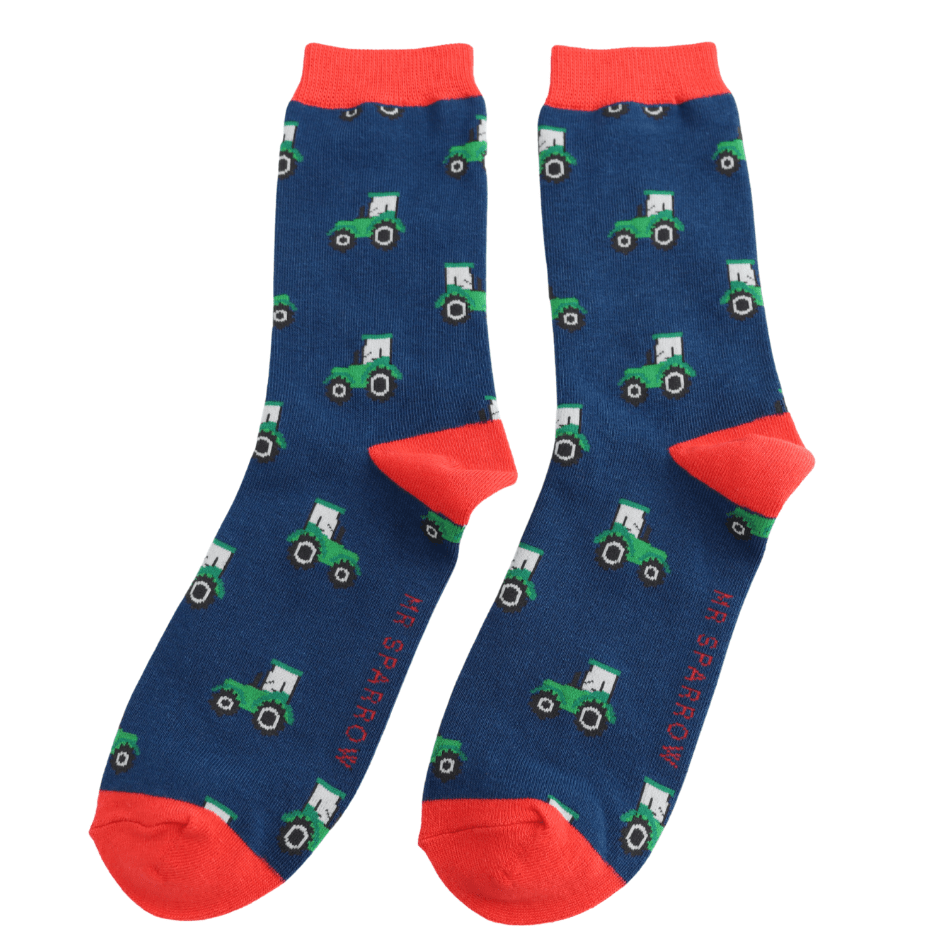 Mr Sparrow Tractor Socks Navy - Give And Glow
