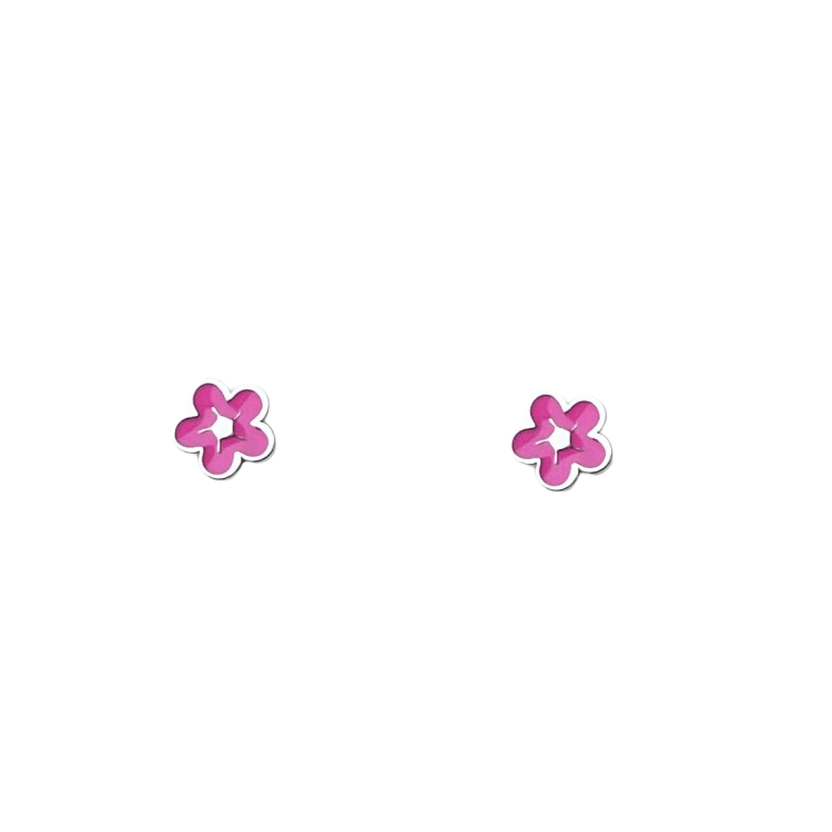 Neon Pink Bubble Flower Stud Earrings – Stainless Steel with Enamel Inset - Give And Glow