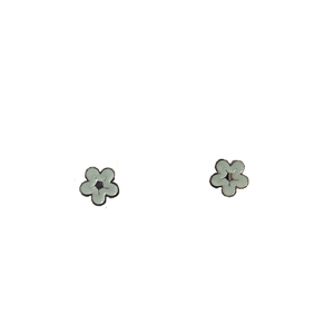Pale Blue Bubble Flower Stud Earrings – Stainless Steel with Enamel Inset - Give And Glow