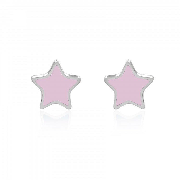 Pale Pink Enamel Star Stud Earrings – Stainless Steel Posts - Give And Glow