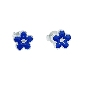Petrol Blue Bubble Flower Stud Earrings – Stainless Steel with Gift Box - Give And Glow
