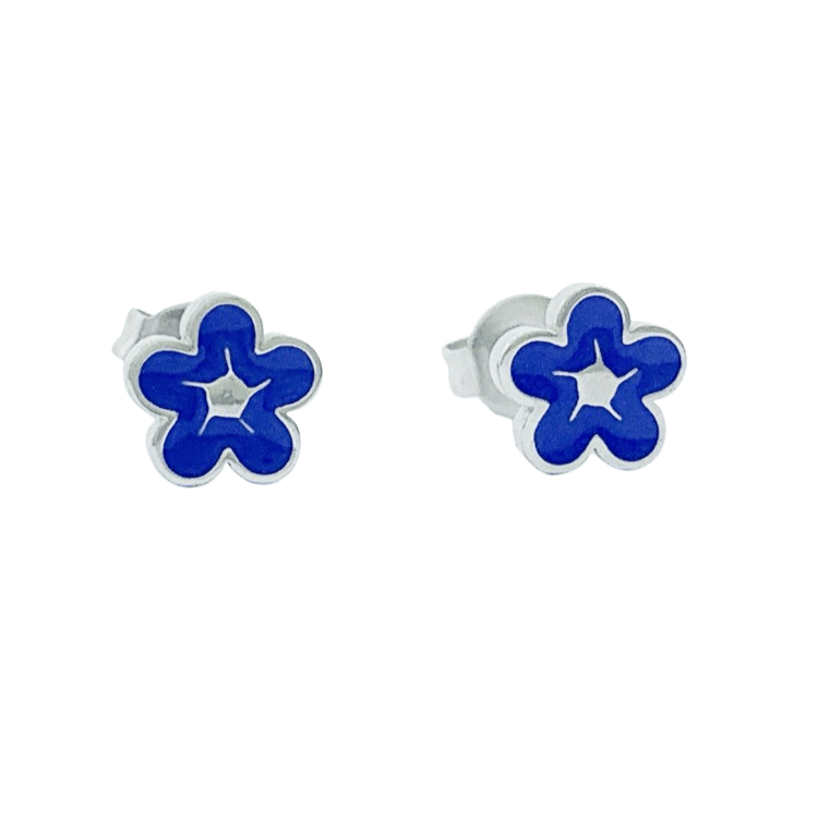 Petrol Blue Bubble Flower Stud Earrings – Stainless Steel with Gift Box - Give And Glow
