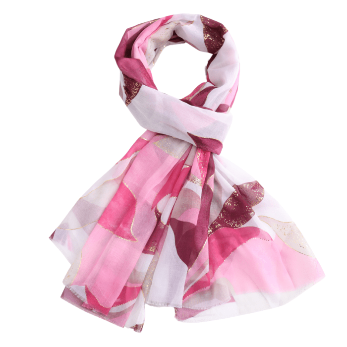 Pink Gold Leaves Scarf | 185cm x 80cm | Lightweight Polyester - Give And Glow