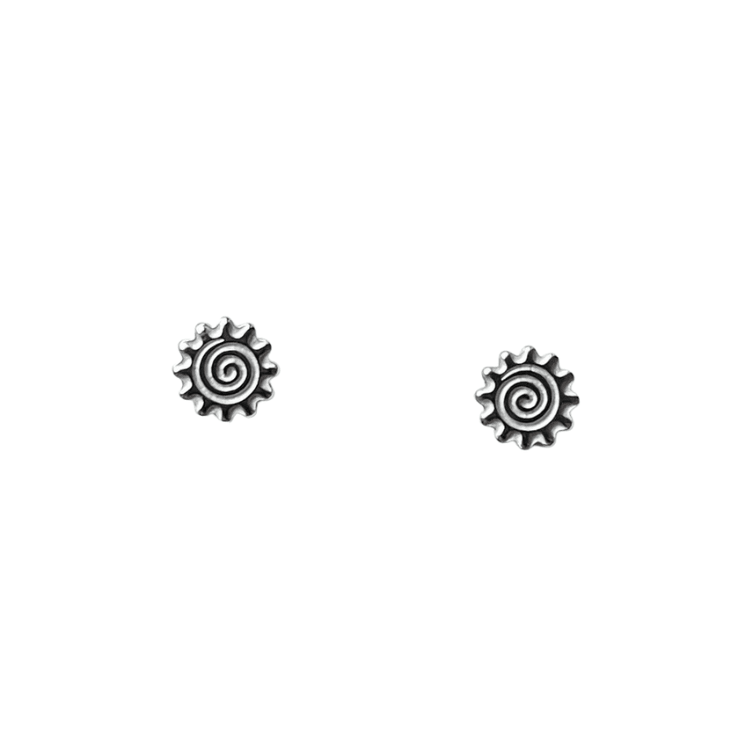 Silver Sun Stud Earrings – Stainless Steel with Gift Box - Give And Glow