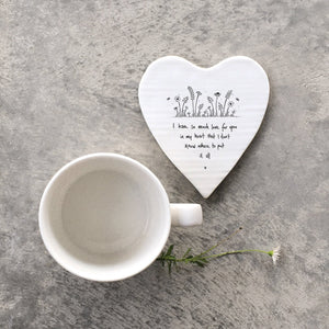 So Much Love For You – Ceramic Heart Coaster | 10cm x 11cm - Give And Glow
