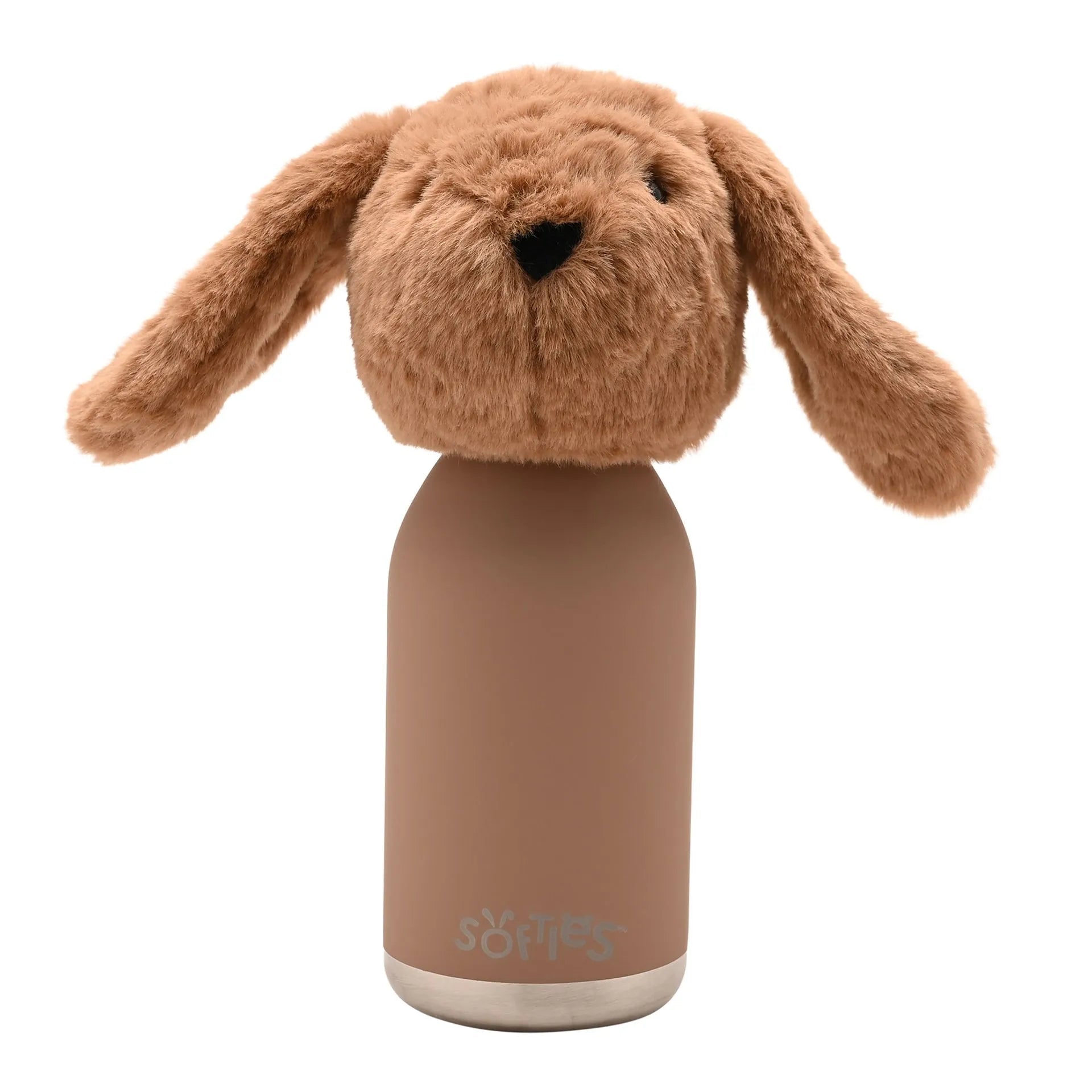 Softies Cookie Plush Bunny Dark Brown Stainless Steel Water Bottle – 500ml - Give And Glow