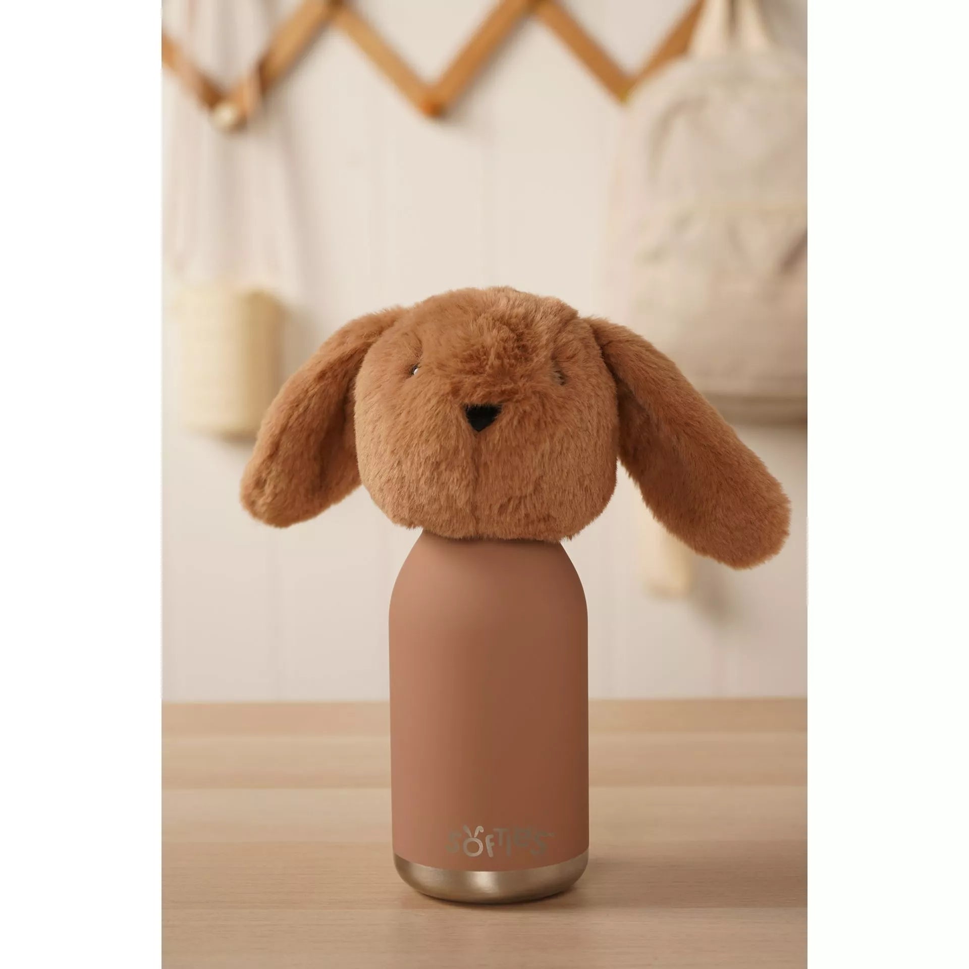 Softies Cookie Plush Bunny Dark Brown Stainless Steel Water Bottle – 500ml - Give And Glow