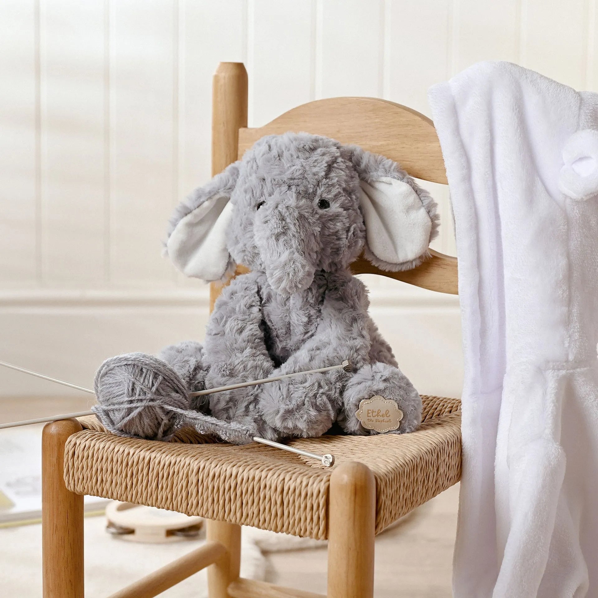 Softies Ethel the Plush Sitting Grey Elephant – 22cm - Give And Glow