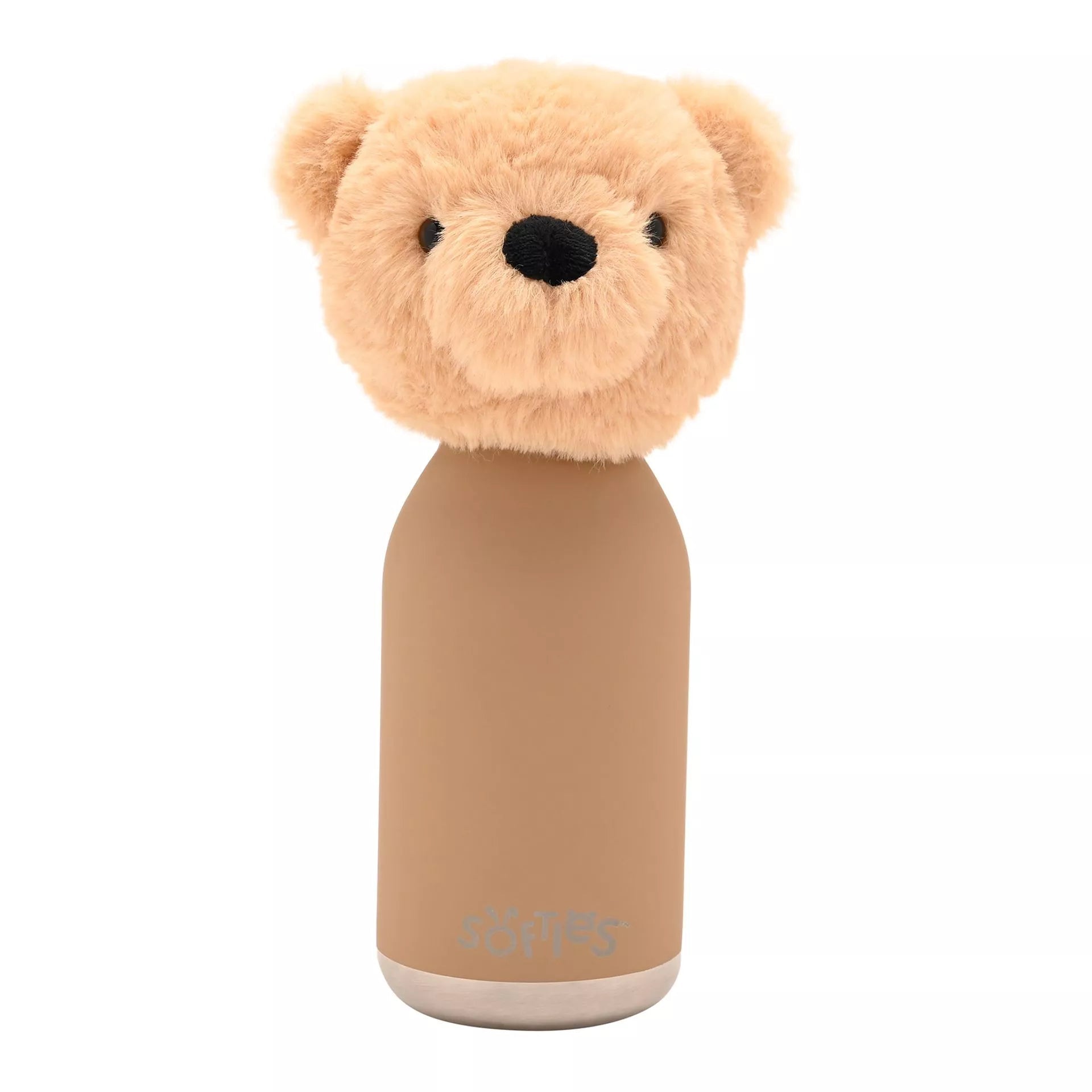 Softies Hudson Plush Teddy Light Brown Stainless Steel Water Bottle – 500ml - Give And Glow
