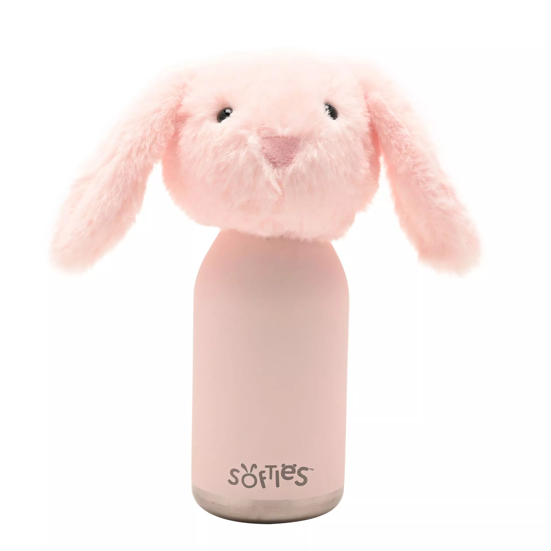 Softies Katie Plush Bunny Pink Stainless Steel Water Bottle – 500ml - Give And Glow