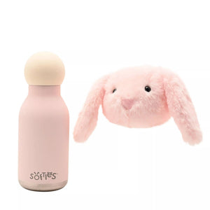 Softies Katie Plush Bunny Pink Stainless Steel Water Bottle – 500ml - Give And Glow