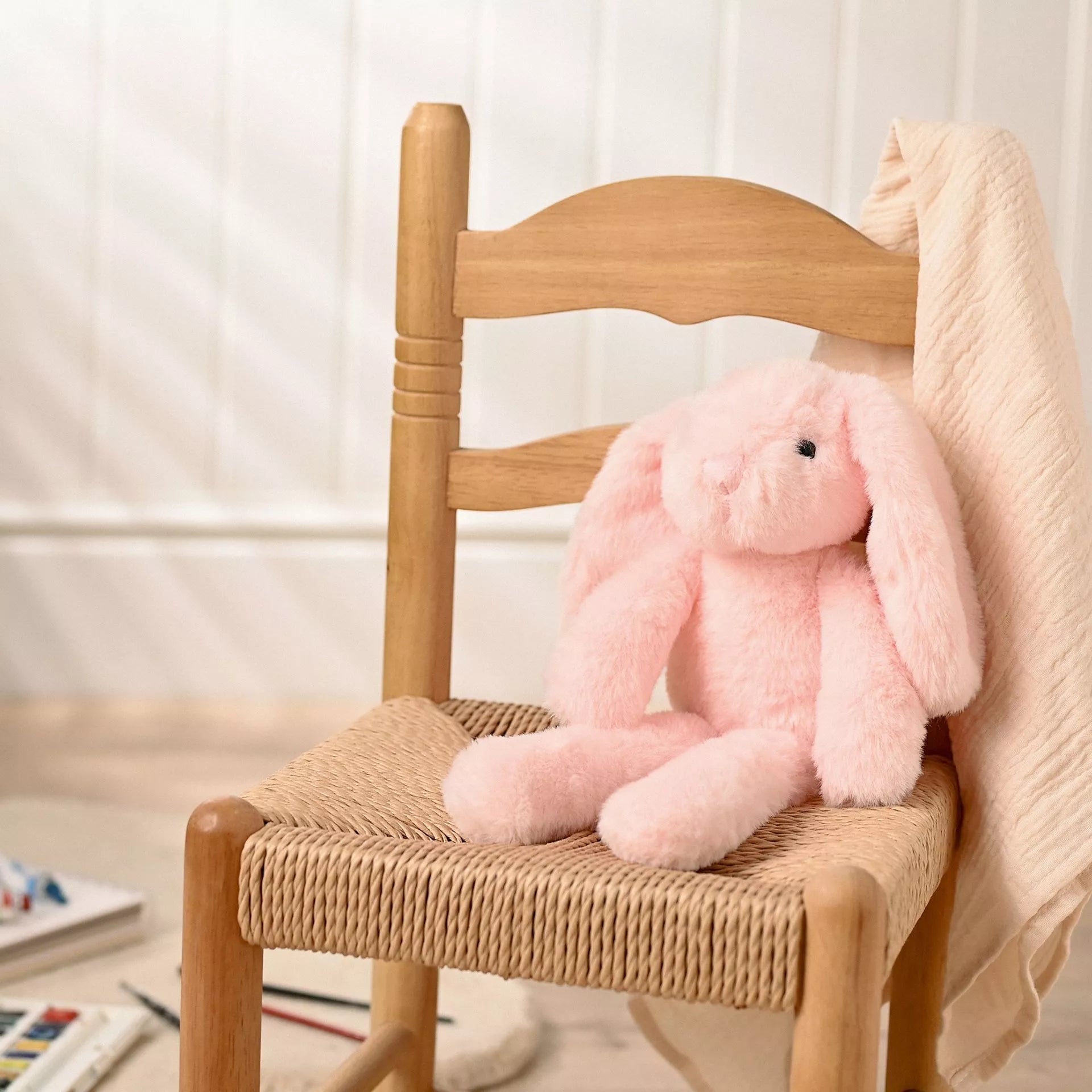 Softies Katie the Plush Long Leg Light Pink Bunny – 35cm - Give And Glow