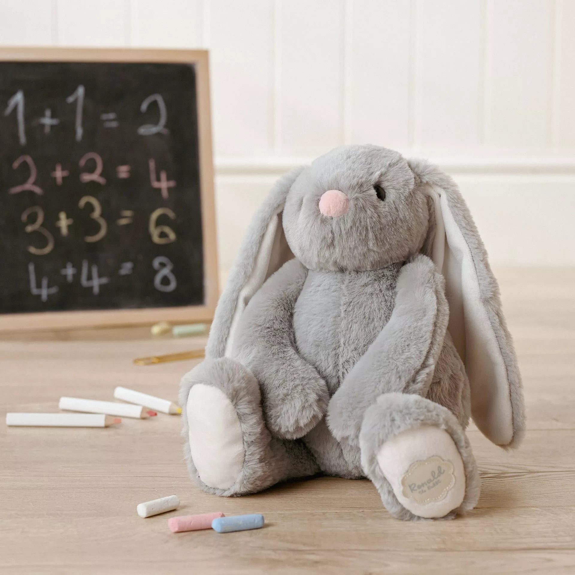 Softies Ronald the Classical Plush Grey Bunny – 30cm - Give And Glow
