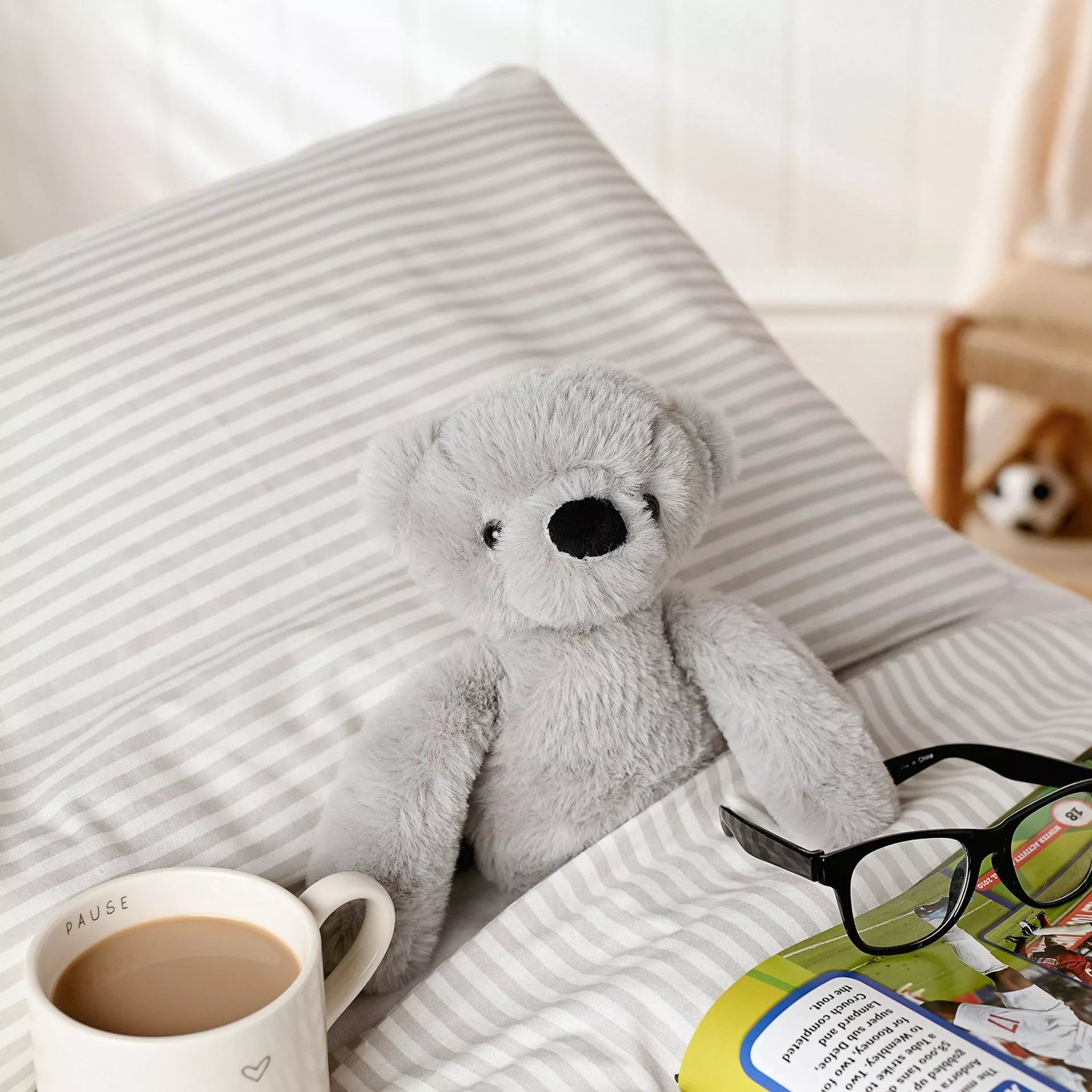 Softies Ste the Plush Long Leg Grey Teddy Bear – 30cm - Give And Glow