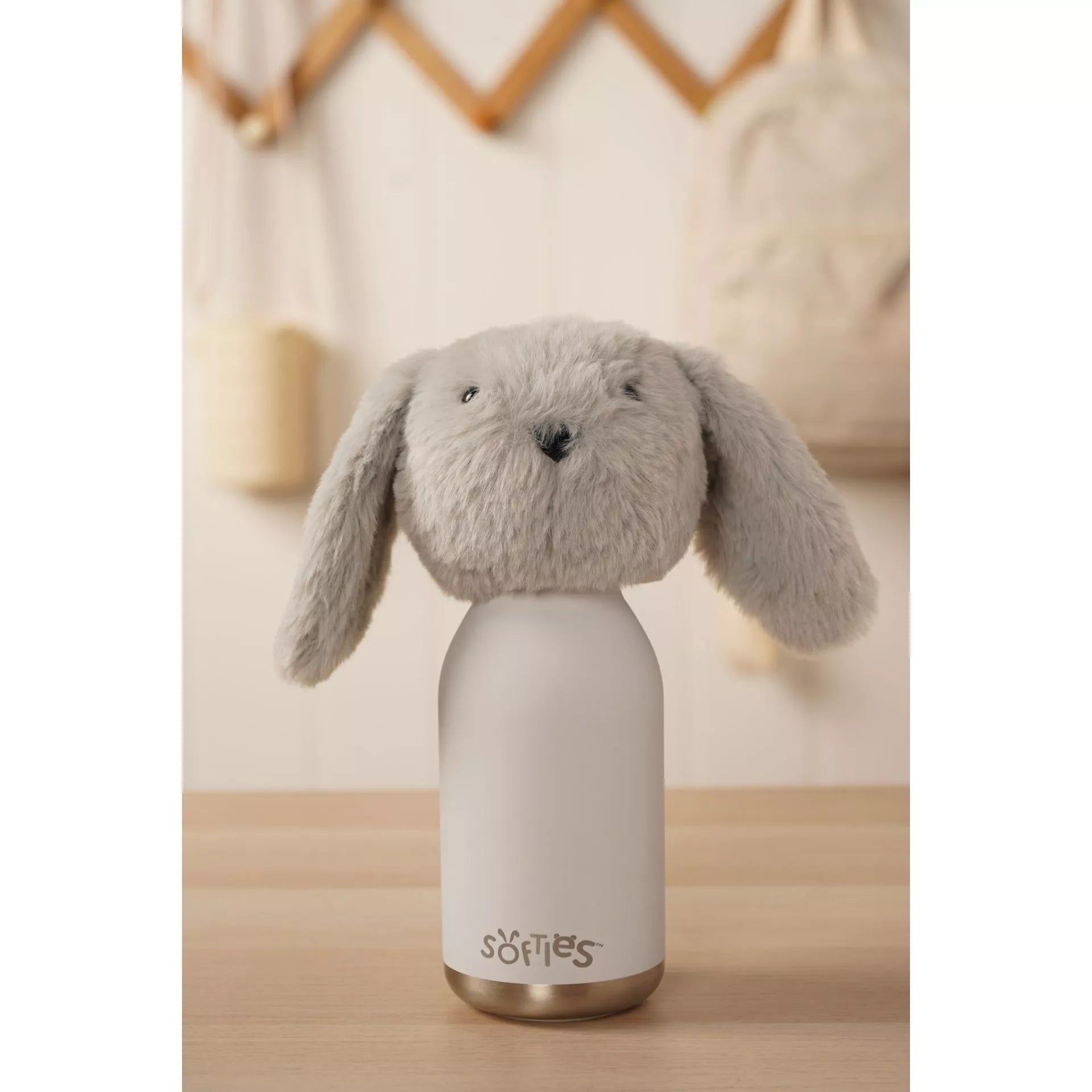 Softies Theo Plush Bunny Grey Stainless Steel Water Bottle – 500ml - Give And Glow