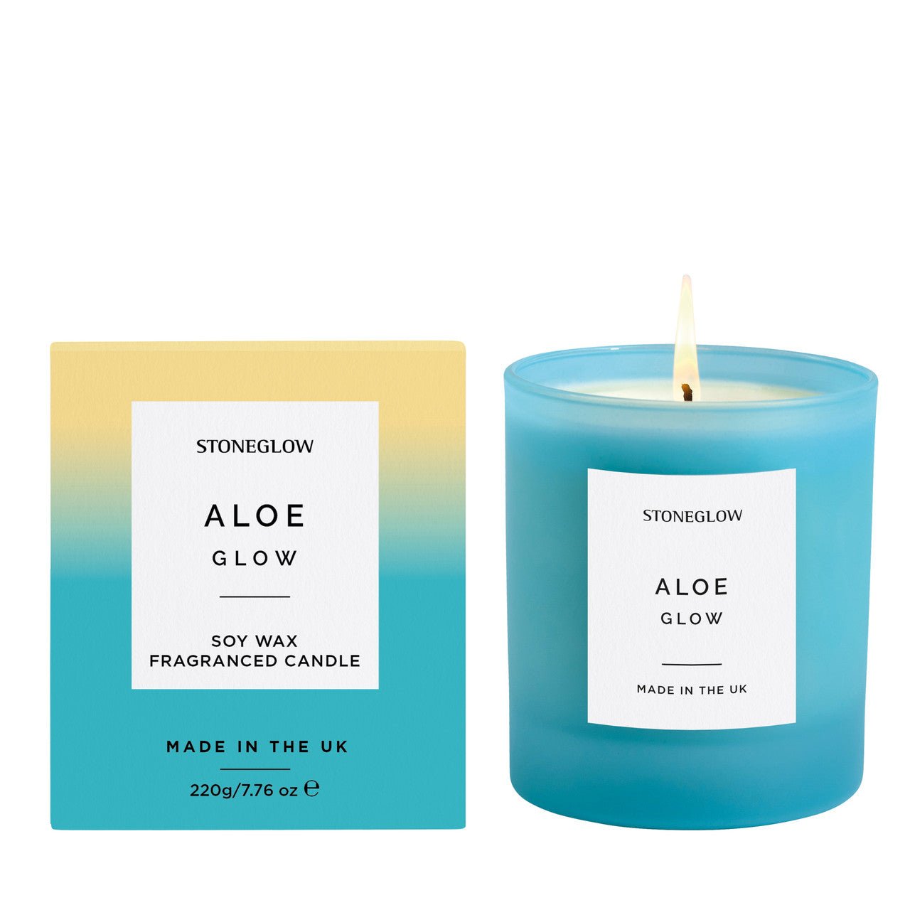 Stoneglow Sol Aloe Glow Soy Wax Candle | Blue Glass Tumbler - Give And Glow