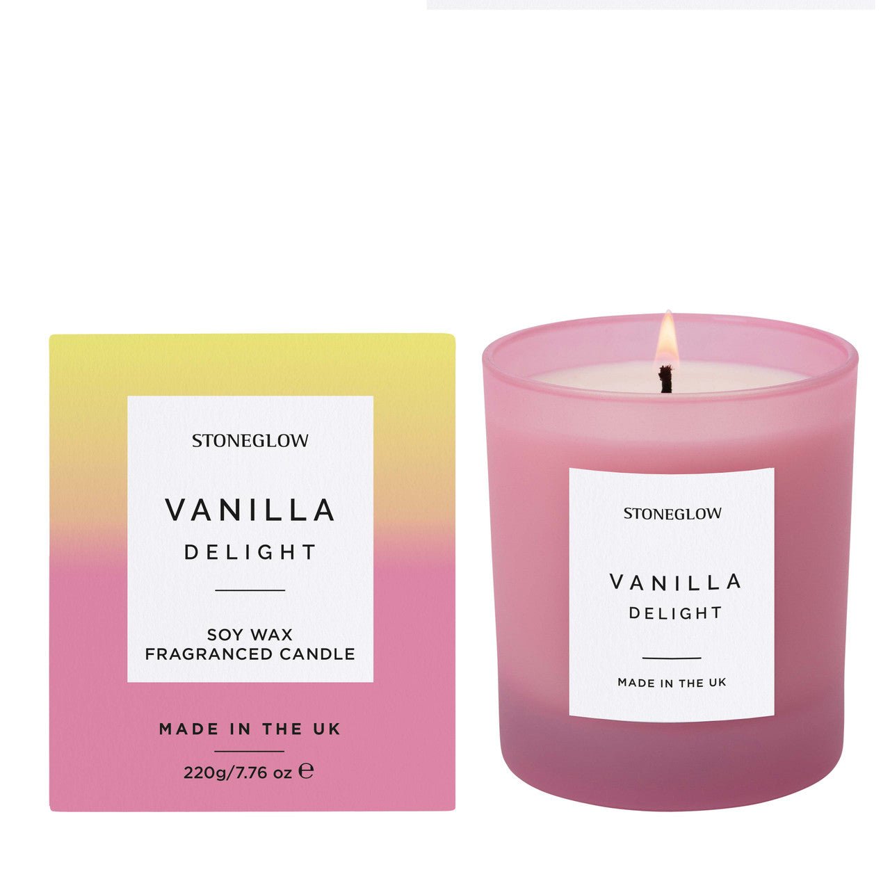 Stoneglow Sol Vanilla Delight Soy Wax Candle | Pink Glass Tumbler - Give And Glow