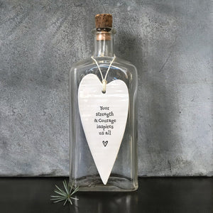 Strength & Courage Hanging Ceramic Heart | 13cm x 6cm - Give And Glow