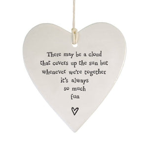 There May Be a Cloud Ceramic Heart | 9cm x 9cm - Give And Glow