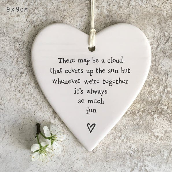 There May Be a Cloud Ceramic Heart | 9cm x 9cm - Give And Glow