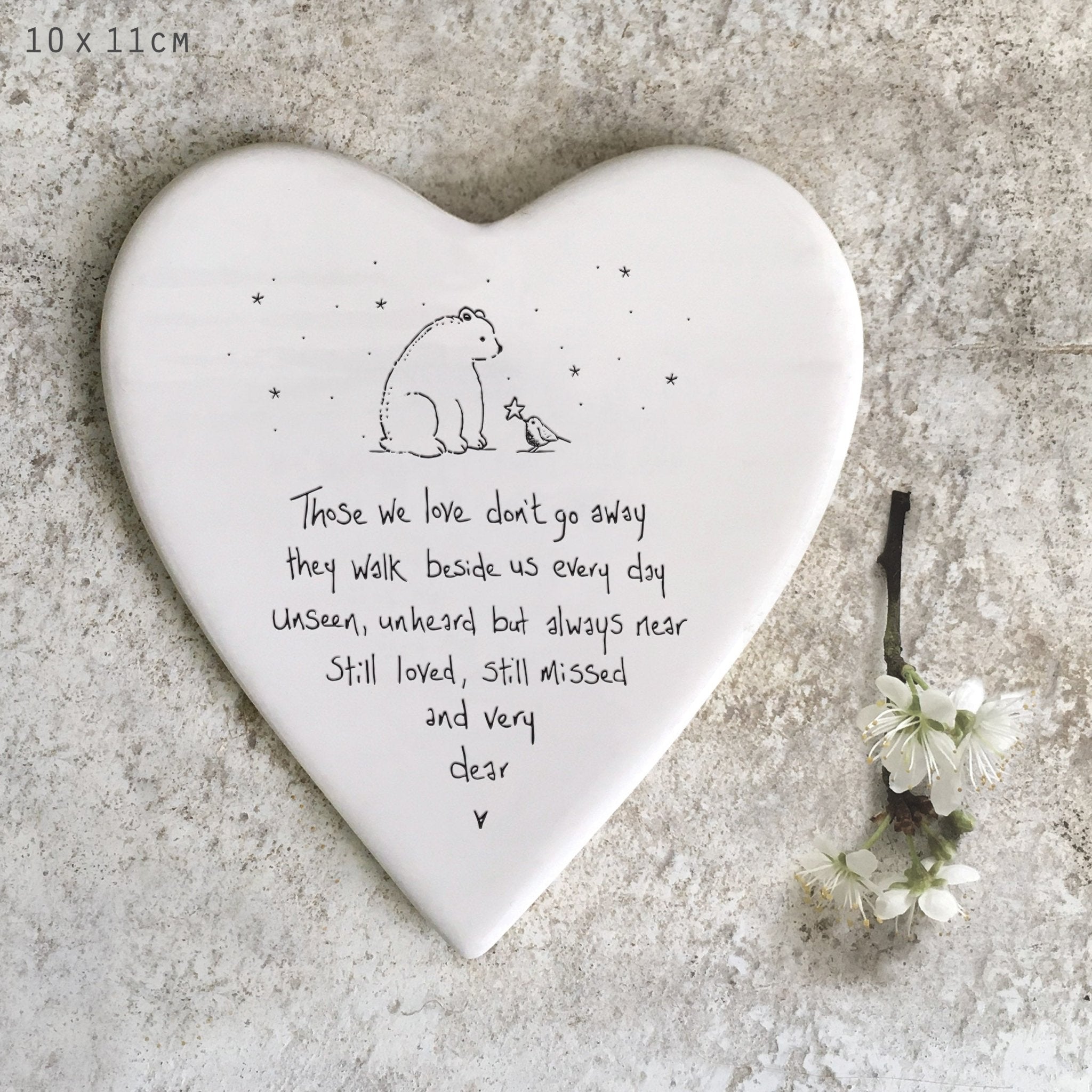Those We Love Don’t Go Away – Ceramic Heart Coaster | 10cm x 11cm - Give And Glow