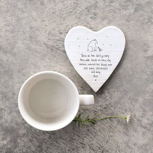 Those We Love Don’t Go Away – Ceramic Heart Coaster | 10cm x 11cm - Give And Glow