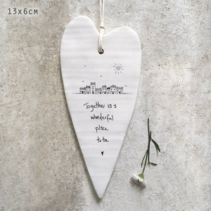 Together Is A Wonderful Place Long Wobbly Ripple Heart | 6cm x 13.7cm - Give And Glow