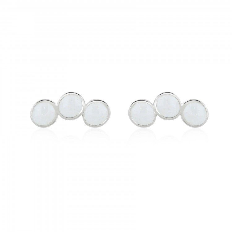 Tri Circle Stud Earrings – Pearlescent Enamel with Stainless Steel Posts - Give And Glow
