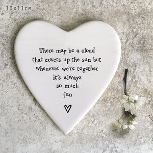 Whenever We’re Together – Ceramic Heart Coaster | 10cm x 11cm - Give And Glow