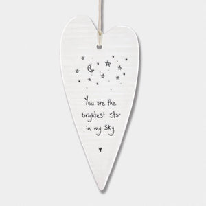 You Are The Brightest Star Long Wobbly Ripple Heart | 6cm x 13.7cm - Give And Glow