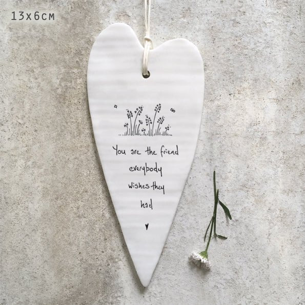 You Are The Friend Long Wobbly Ripple Heart | 6cm x 13.7cm - Give And Glow