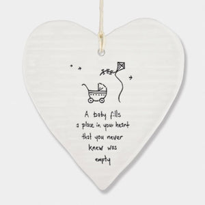 A Baby Fills A Place In Your Heart Wobbly Ripple Heart | 9cm x 9cm - Give And Glow