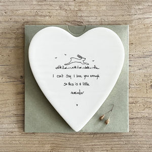 A Little Reminder I Love You – Ceramic Heart Coaster | 10cm x 11cm - Give And Glow