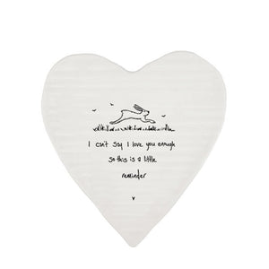 A Little Reminder I Love You – Ceramic Heart Coaster | 10cm x 11cm - Give And Glow