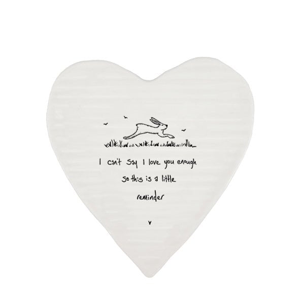A Little Reminder I Love You – Ceramic Heart Coaster | 10cm x 11cm - Give And Glow