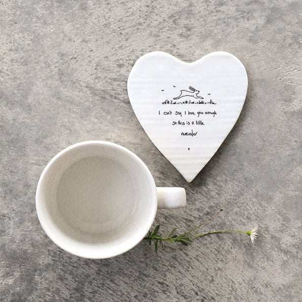 A Little Reminder I Love You – Ceramic Heart Coaster | 10cm x 11cm - Give And Glow
