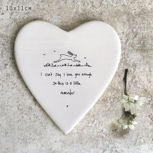 A Little Reminder I Love You – Ceramic Heart Coaster | 10cm x 11cm - Give And Glow