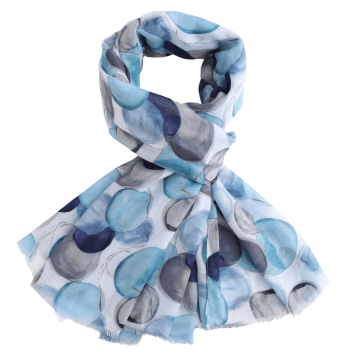 Abstract Dots Scarf Blue | 185cm x 80cm | Lightweight Polyester - Give And Glow