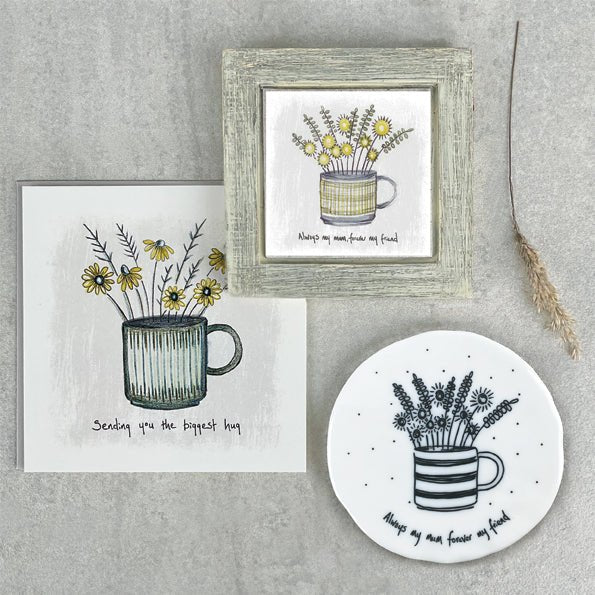 Always My Mum Forever My Friend – Round Ceramic Coaster | 10cm x 10cm - Give And Glow