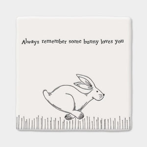 Always Remember Some Bunny Loves You – Square Ceramic Coaster | 10.5cm - Give And Glow