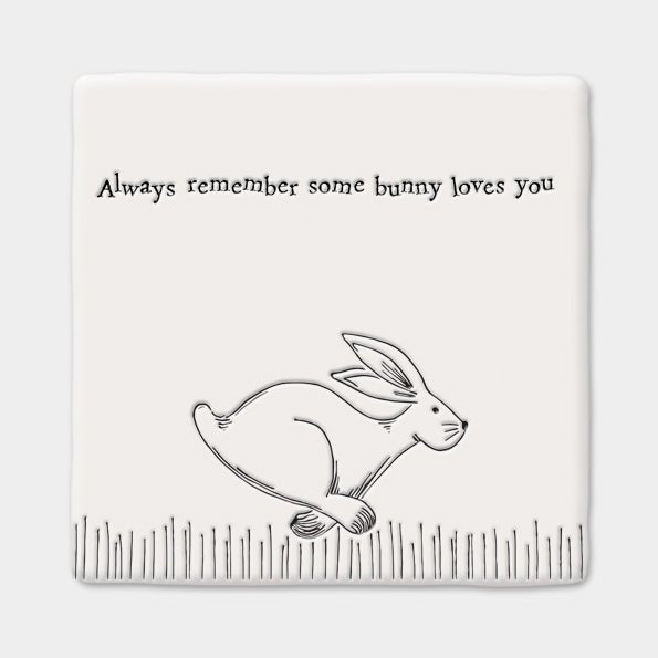 Always Remember Some Bunny Loves You – Square Ceramic Coaster | 10.5cm - Give And Glow