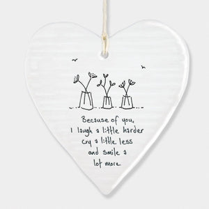 Because Of You I Smile More Wobbly Ripple Heart | 9cm x 9cm - Give And Glow