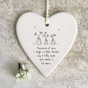 Because Of You I Smile More Wobbly Ripple Heart | 9cm x 9cm - Give And Glow