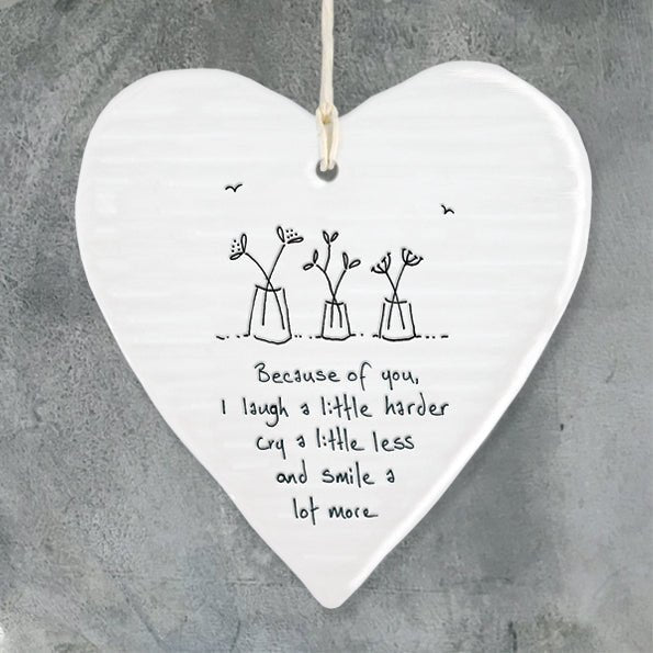 Because Of You I Smile More Wobbly Ripple Heart | 9cm x 9cm - Give And Glow