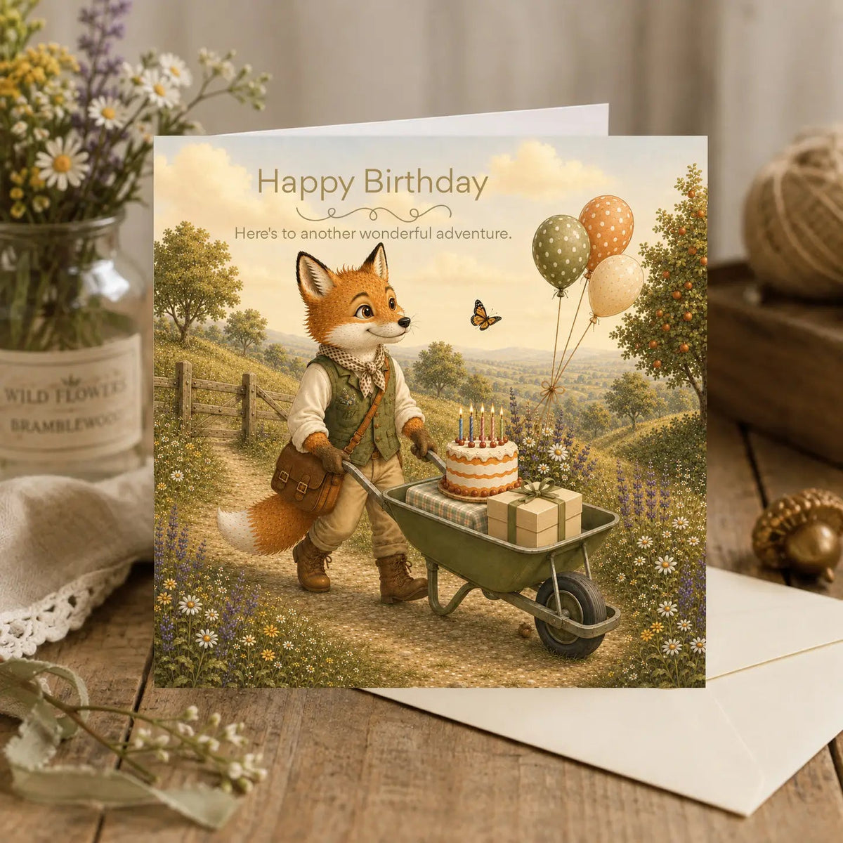 Bramblewood Greeting Card Finley the Fox Happy Birthday Wholesale 6 Pack - Give And Glow