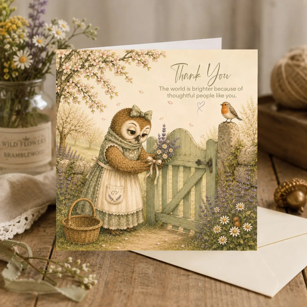 Bramblewood Greeting Card Olive the Owl Thank You Wholesale 6 Pack - Give And Glow