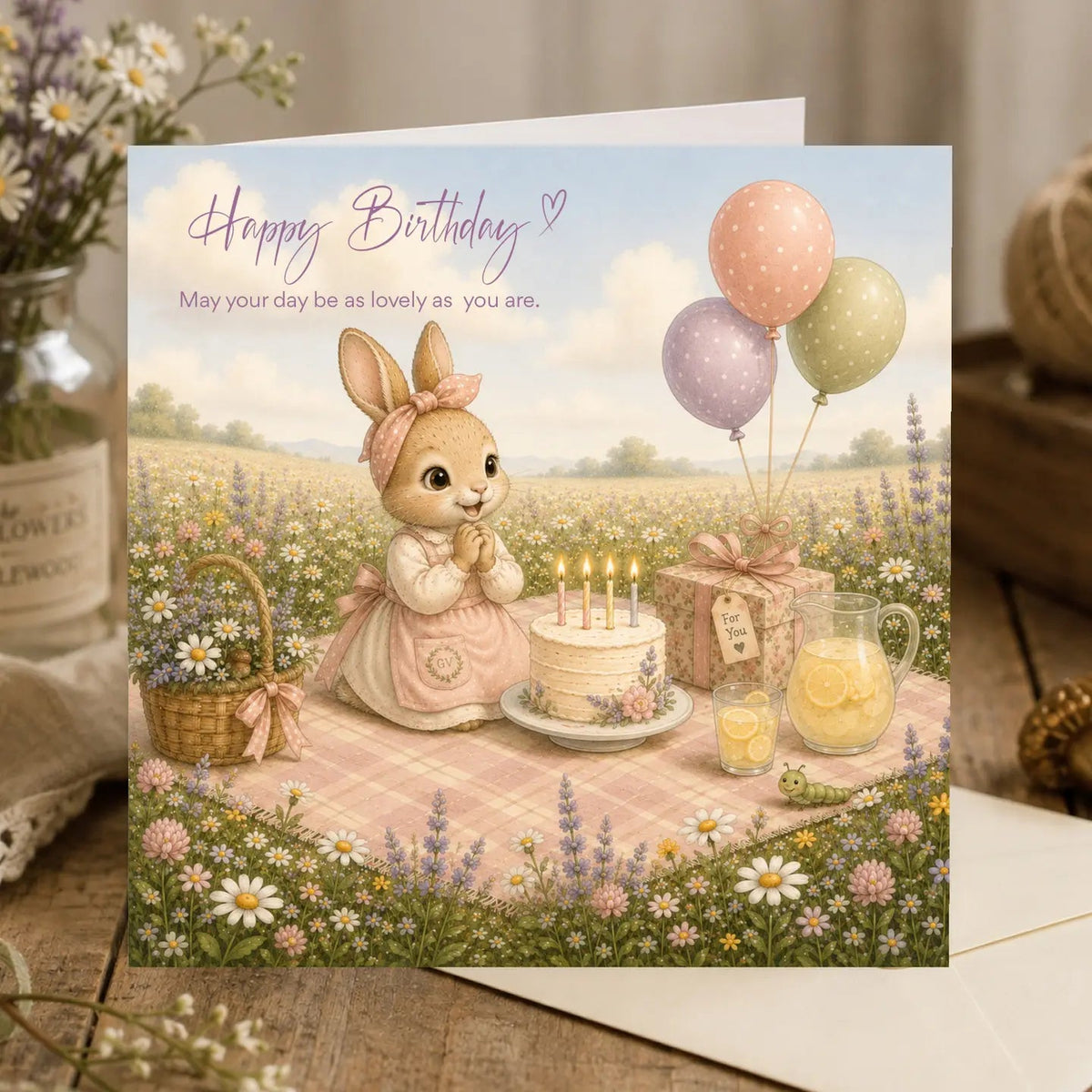 Bramblewood Greeting Card Raine the Rabbit Happy Birthday Wholesale 6 Pack - Give And Glow