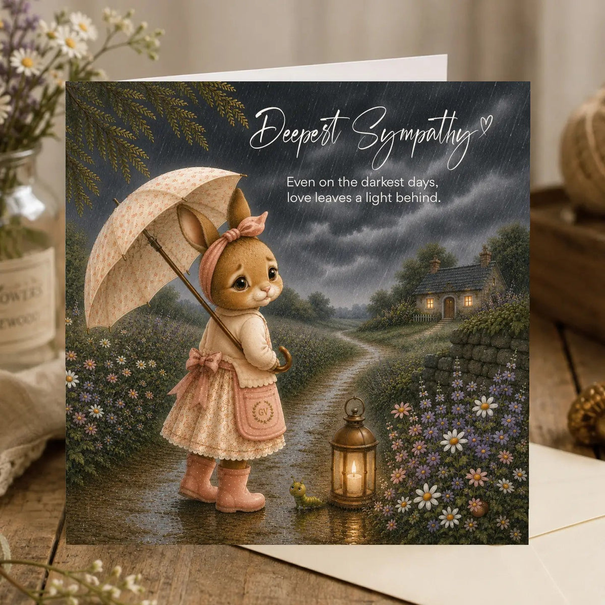 Bramblewood Greeting Card Raine the Rabbit Sympathy Wholesale 6 Pack - Give And Glow