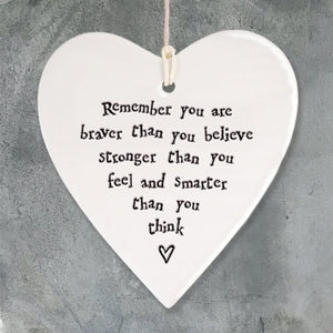 Braver Stronger Smarter Ceramic Heart | 9cm x 9.5cm - Give And Glow